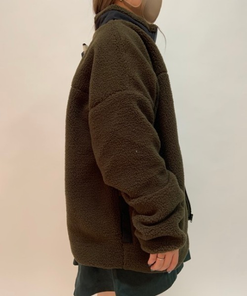 aimoha(アイモハ)の「ユニセックスボアジャケット (AW)(ブルゾン・レディース・ブラック/グレー/ベージュ/ホワイト/ブラウン/カーキ/ブルーグレー/ブラウン系その他/ピンク系その他/バイオレット/グリーン系その他/マルチ・MEDIUM/LARGE)」の20枚目の写真