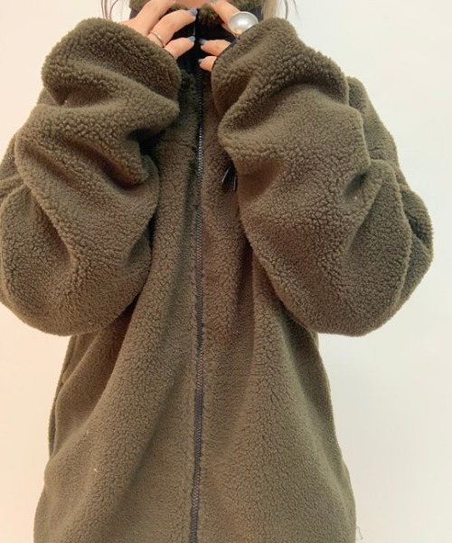 aimoha(アイモハ)の「ユニセックスボアジャケット (AW)(ブルゾン・レディース・ブラック/グレー/ベージュ/ホワイト/ブラウン/カーキ/ブルーグレー/ブラウン系その他/ピンク系その他/バイオレット/グリーン系その他/マルチ・MEDIUM/LARGE)」の22枚目の写真