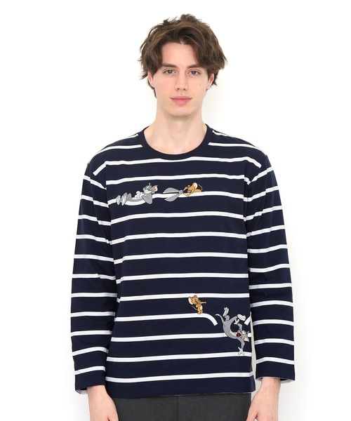 コラボレーションボーダーロンt シザー トムとジェリー ネイビー Tシャツ カットソー Design Tshirts Store Graniph デザイン ティーシャツ ストア グラニフ のファッション通販 Zozotown