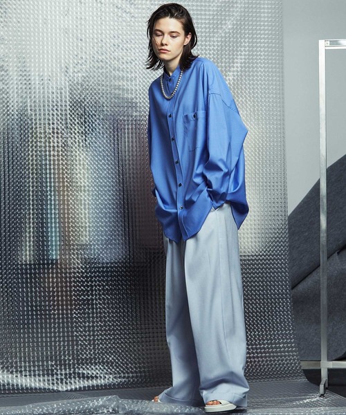 MAISON SPECIAL REDA ウォッシャブルウール バンドカラーシャツ MAISON SPECIAL REDA ウォッシャブルウール バンドカラーシャツ