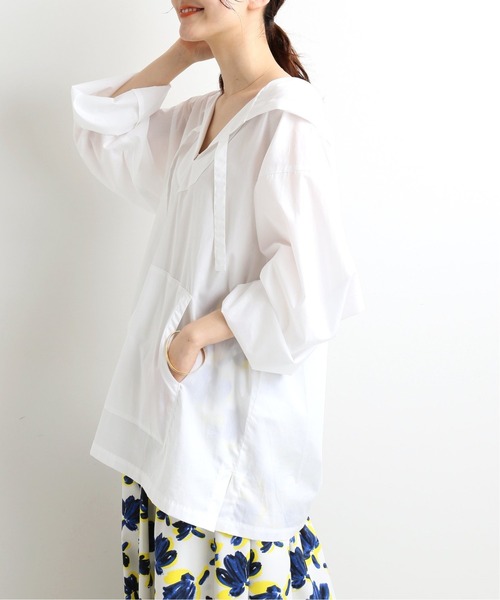 IENA(イエナ)の「【MEXIPA/メキパ】 Yarndyed メキシカンパーカー◆(シャツ/ブラウス・レディース・ホワイト/ネイビー/イエロー/ブルー系その他・FREE)」の2枚目の写真