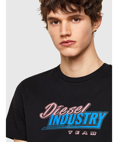 メンズ Tシャツ プリント ロゴ タイトフィット 半袖 Tシャツ トップス プリント カットソー ロゴ Diesel ディーゼル のファッション