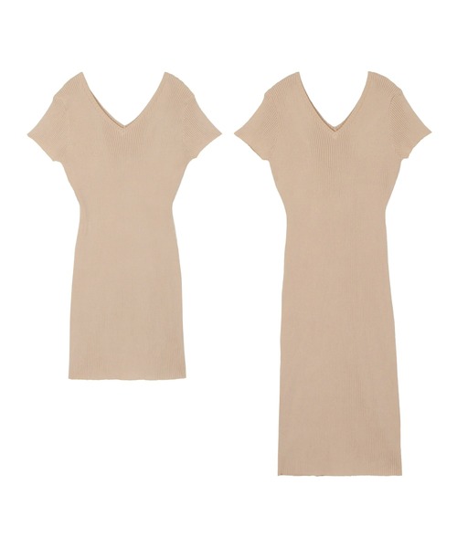 Julia Boutique（ジュリアブティック）の「丈が選べるベーシック半袖ニットタイトワンピース/21044（ワンピース・レディース・ベージュ系その他/ブラック系その他2/ベージュ系その他2/ブルー系その他2/ブルー系その他3/ブルー系その他4/パープル系その他2/ピンク系その他2/ブラック系その他/ブルー系その他/パープル系その他/ピンク系その他・14）」の16枚目の写真