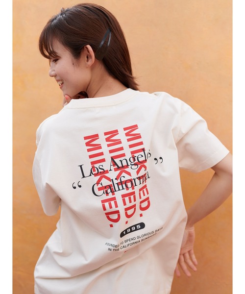 tシャツ Tシャツ ミルクフェド MILKFED STENCIL LOGO PANELED SS TOP 103231011035 ホワイト 黒 白 tシャツ Tシャツ ミルクフェド MILKFED STENCIL LOGO PANELED SS