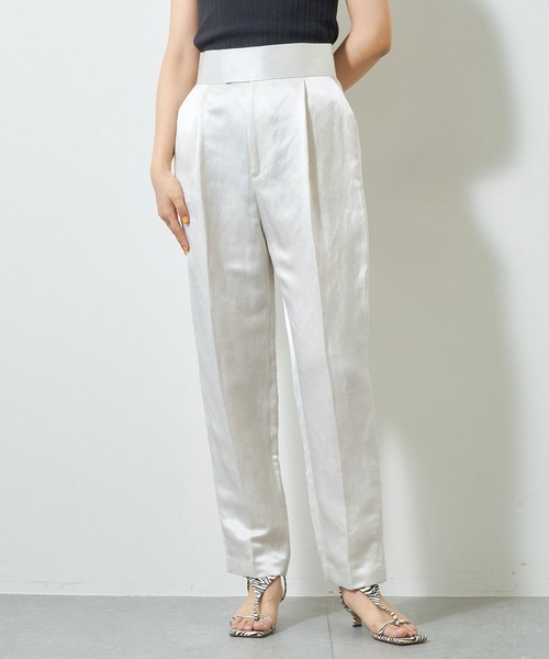 Whim Gazette（ウィムガゼット）の「サテンウエストマークタックパンツ（その他パンツ・レディース・ホワイト系その他/ベージュ・36/38）」の2枚目の写真