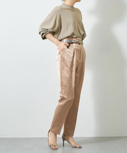 Whim Gazette（ウィムガゼット）の「サテンウエストマークタックパンツ（その他パンツ・レディース・ホワイト系その他/ベージュ・36/38）」の13枚目の写真