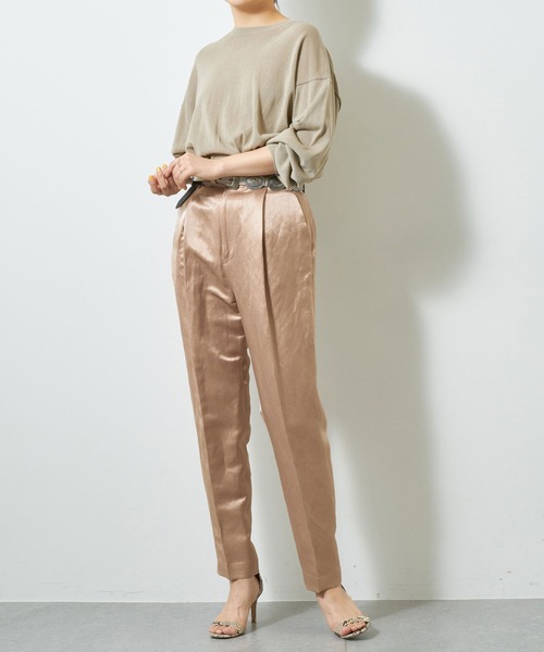 Whim Gazette（ウィムガゼット）の「サテンウエストマークタックパンツ（その他パンツ・レディース・ホワイト系その他/ベージュ・36/38）」の3枚目の写真