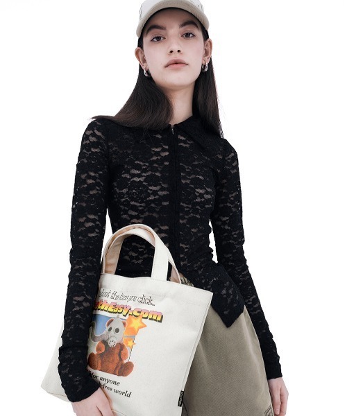 SCULPTOR（スカルプター）の「TEDDY ONLINE AD TOTE BAG/テディオンラインADトートバッグ（トートバッグ・レディース・ブラック/アイボリー・FREE）」の5枚目の写真