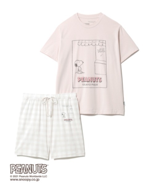 【PEANUTS】ワンポイントTシャツ& ショートパンツ PEANUTS】ワンポイントTシャツ&ショートパンツSET