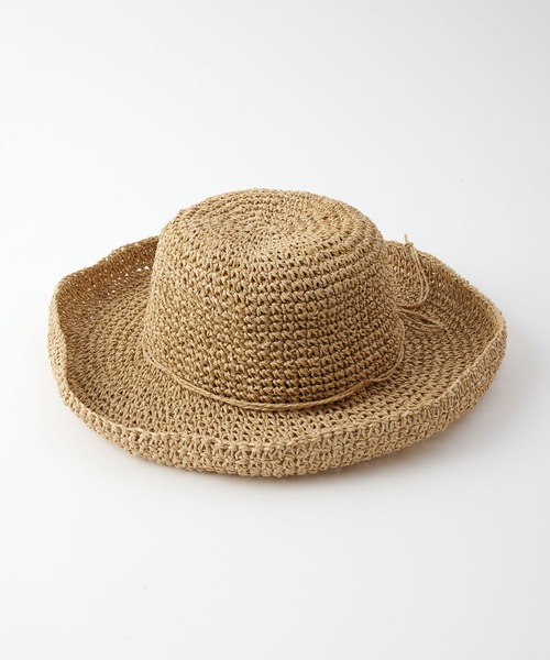 COLONY 2139（コロニートゥーワンスリーナイン）の「手編みつば広ペーパーハット（ハット・レディース・ベージュ/ブラウン/ネイビー/ライトベージュ・FREE）」の11枚目の写真
