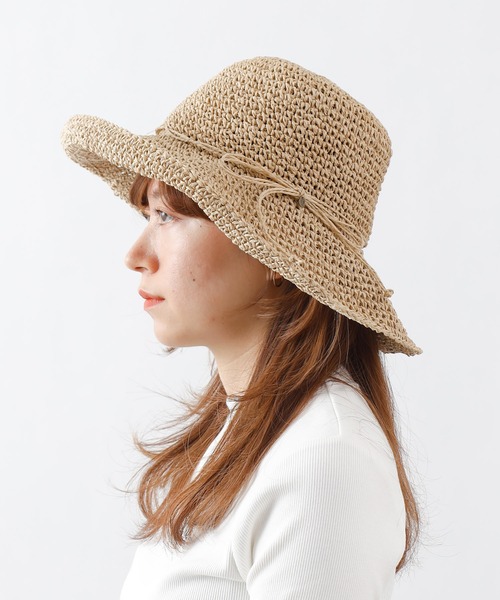 COLONY 2139（コロニートゥーワンスリーナイン）の「手編みつば広ペーパーハット（ハット・レディース・ベージュ/ブラウン/ネイビー/ライトベージュ・FREE）」の10枚目の写真