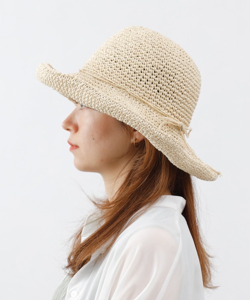 COLONY 2139（コロニートゥーワンスリーナイン）の「手編みつば広ペーパーハット（ハット・レディース・ベージュ/ブラウン/ネイビー/ライトベージュ・FREE）」の19枚目の写真
