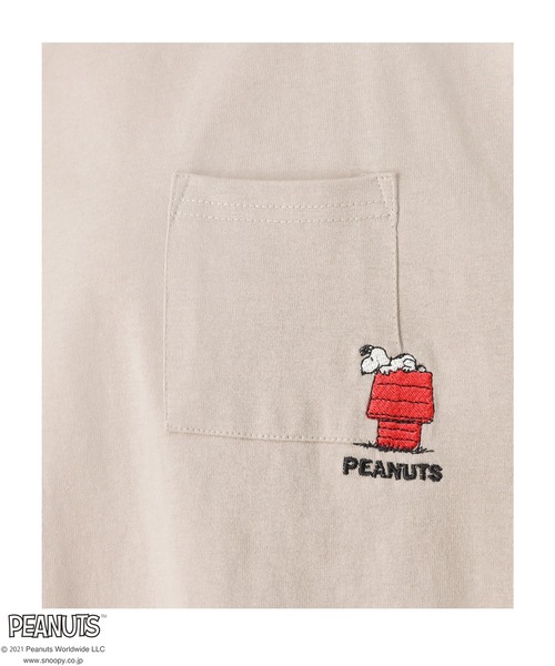 PEANUTS(ピーナッツ)の「ポケット付き ワイドTシャツ(Tシャツ/カットソー・レディース・ホワイト/ベージュ/ブラック/グリーン・フリー)」の18枚目の写真