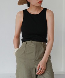 feepur | パッド付きアメリカンスリーブリブタンクトップ(タンクトップ)