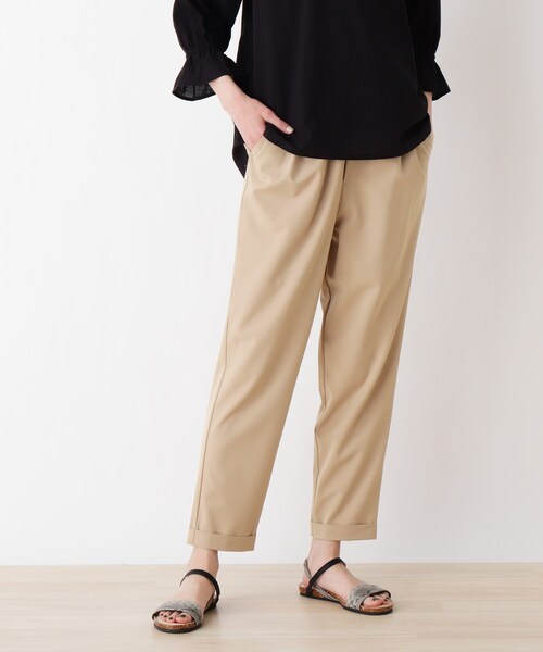SHOO・LA・RUE（シューラルー）の「◆【S-3L】微光沢ツイルイージーテーパードパンツ（その他パンツ・レディース・ブラック/ベージュ/カーキ・02/03/04/05/01）」の3枚目の写真