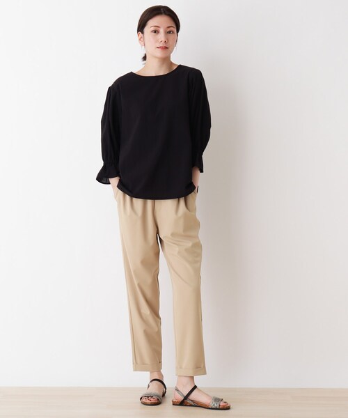 SHOO・LA・RUE（シューラルー）の「◆【S-3L】微光沢ツイルイージーテーパードパンツ（その他パンツ・レディース・ブラック/ベージュ/カーキ・02/03/04/05/01）」の12枚目の写真