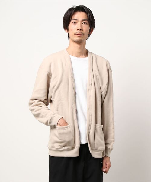 koe（コエ）の「ALORE 裏起毛カーディガン*（カーディガン/ボレロ・メンズ・ベージュ/ライトグリーン/ブラック・M/L）」の2枚目の写真