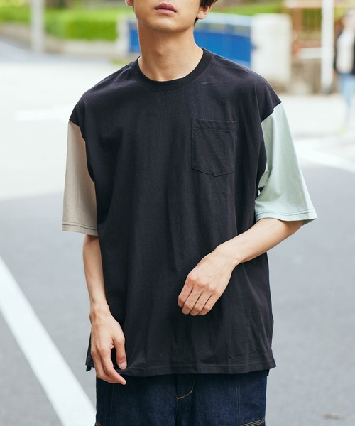 KGFR(カガフリ)の「直営店・WEB限定 KGFR(カガフリ)胸ポケット無地カットソー/Tシャツ/TEE/ポケット(Tシャツ/カットソー・メンズ・ホワイト/ライトブルー/ブラック/ブラウン/ライトグリーン/マルチ・M/L)」の1枚目の写真