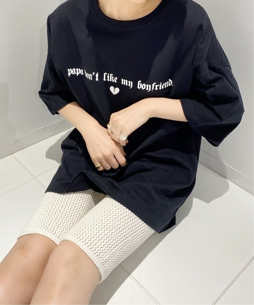 Charles Chaton（シャルルシャトン）の「big Tシャツ（Tシャツ/カットソー・レディース・ホワイト/ブラック・MEDIUM/LARGE）」の5枚目の写真