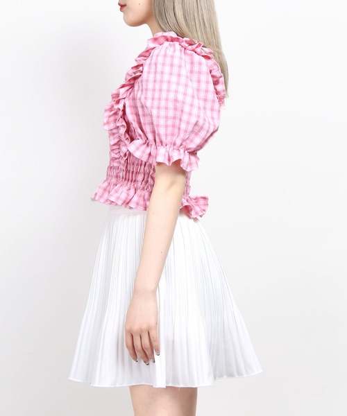 WC（ダブル シー）の「チェックフリルシャーリングブラウス（シャツ/ブラウス・レディース・ピンク/オレンジ/ライトパープル・FREE）」の8枚目の写真