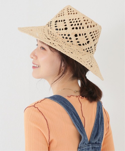 Simplicite（サンプリシテ）の「透かし柄編みハット（ハット・レディース・ブラック/ベージュ・FREE）」の6枚目の写真