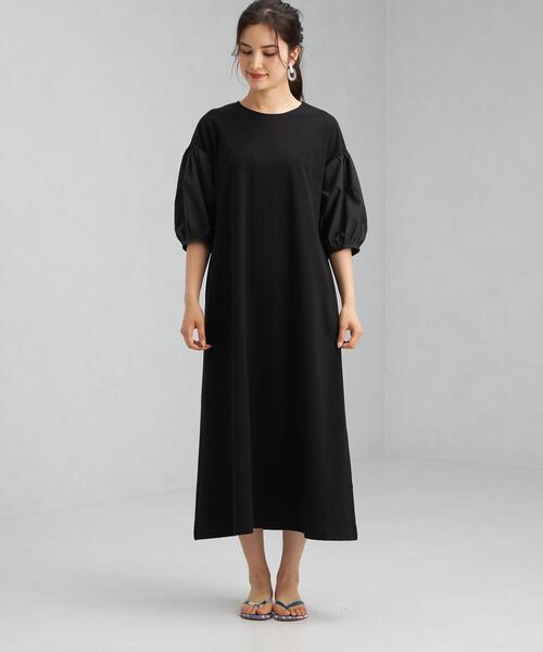 green label relaxing（グリーンレーベルリラクシング）の「FFC ソデ フハク コンビ ワンピース（ワンピース・レディース・ブラック/オリーブ・FREE）」の3枚目の写真