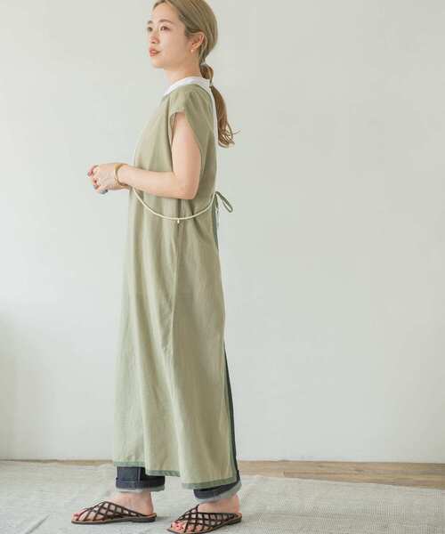 ITEMS URBANRESEARCH（アイテムズ アーバンリサーチ）の「パイピングガウン（その他アウター・レディース・スミクロ/ライトカーキ/ベージュ・FREE）」の3枚目の写真