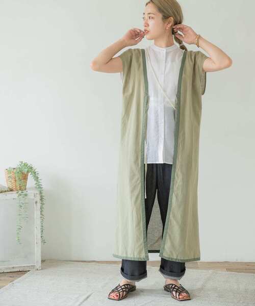 ITEMS URBANRESEARCH（アイテムズ アーバンリサーチ）の「パイピングガウン（その他アウター・レディース・スミクロ/ライトカーキ/ベージュ・FREE）」の10枚目の写真