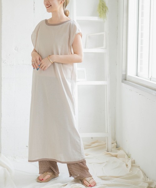 ITEMS URBANRESEARCH（アイテムズ アーバンリサーチ）の「パイピングガウン（その他アウター・レディース・スミクロ/ライトカーキ/ベージュ・FREE）」の6枚目の写真