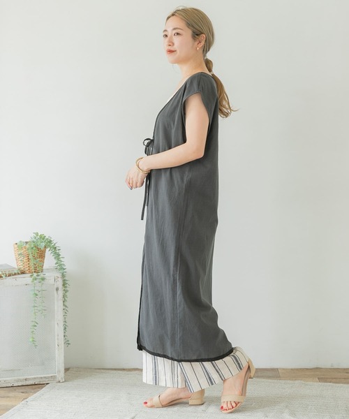 ITEMS URBANRESEARCH（アイテムズ アーバンリサーチ）の「パイピングガウン（その他アウター・レディース・スミクロ/ライトカーキ/ベージュ・FREE）」の7枚目の写真