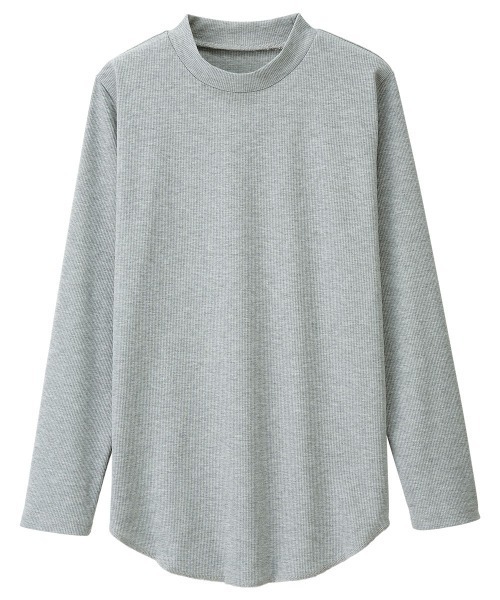 RANAN（ラナン）の「カットソーテレコリブプチハイインナー（Tシャツ/カットソー・レディース・ブラック/オフホワイト/杢グレー/ピンクベージュ・M/L/LL/3L）」の5枚目の写真