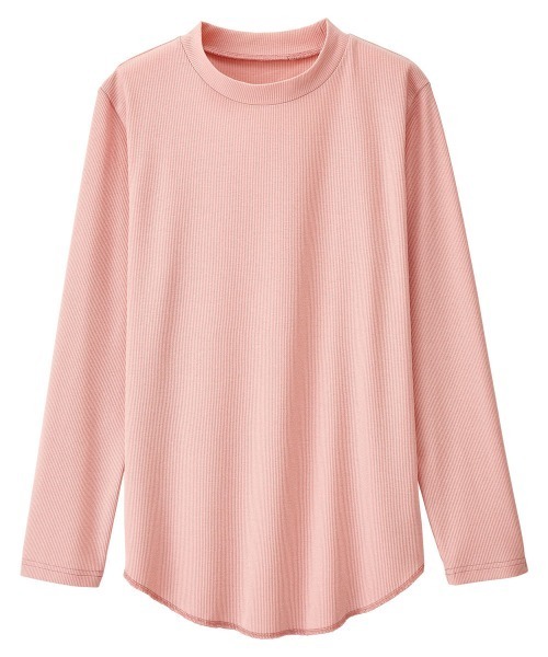 RANAN（ラナン）の「カットソーテレコリブプチハイインナー（Tシャツ/カットソー・レディース・ブラック/オフホワイト/杢グレー/ピンクベージュ・M/L/LL/3L）」の6枚目の写真