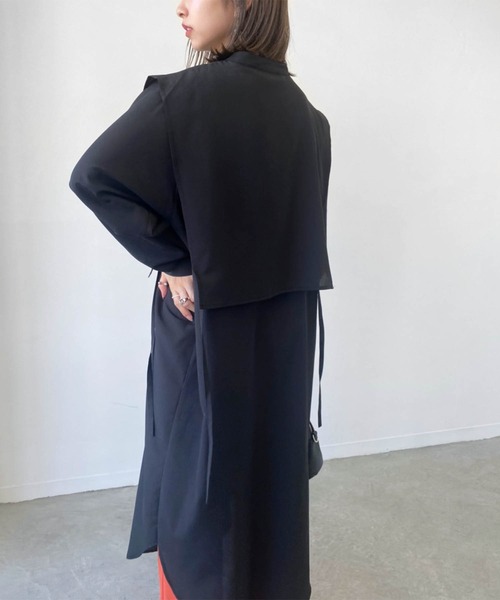 Birthday room（バースデイルーム）の「サイドリボンケープカラーシャツワンピース（ワンピース・レディース・ブラック/パープル/オリーブ/グレイッシュベージュ・FREE）」の18枚目の写真