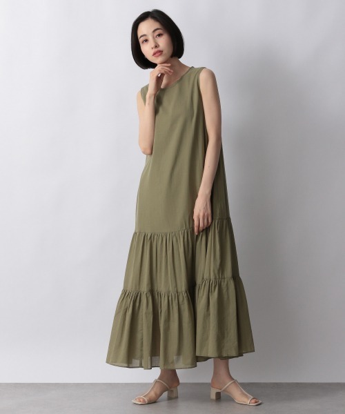 LOWRYS FARM（ローリーズファーム）の「ティアードボイルワンピースノースリーブ　957896（ワンピース・レディース・アイボリー/ブラック/カーキ/レッド・FREE）」の3枚目の写真