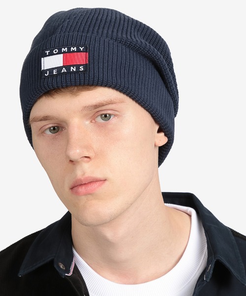 tommy jeans（トミー ジーンズ）の「フラッグロゴコットンニットキャップ（ニットキャップ/ビーニー・メンズ・ネイビー・FREE）」の2枚目の写真