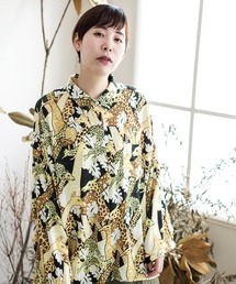 スカラー ScoLar キリン総柄シャツブラウス（ブラック） ScoLar - スカラー ScoLar キリン総柄シャツブラウス（ブラック