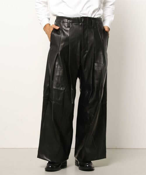 shinya kozuka レザーワイドパンツ　ブラック 21aw SHINYAKOZUKA（シンヤコヅカ）の「【SHINYA KOZUKA】 BAGGY / FAKE