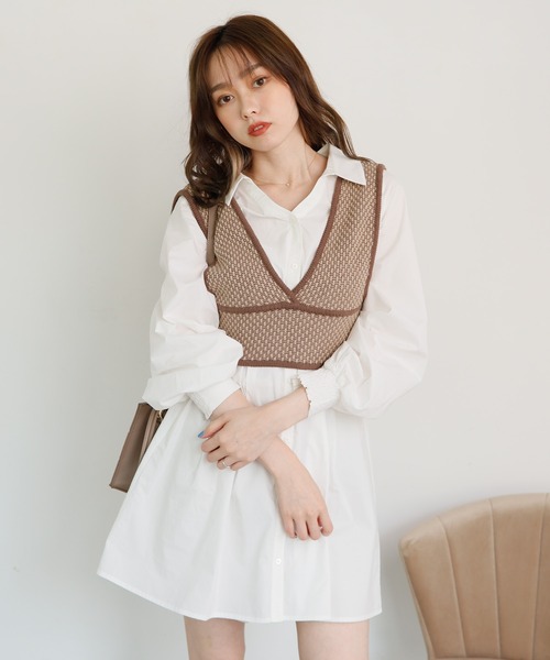 魅力的な ビスチェsetシャツワンピース クリアランス