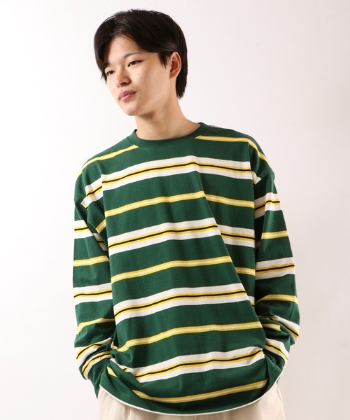 SUGGESTION ボーダー　ロンT SUGGESTION tシャツ レトロ マルチボーダーロングTシャツ メンズ