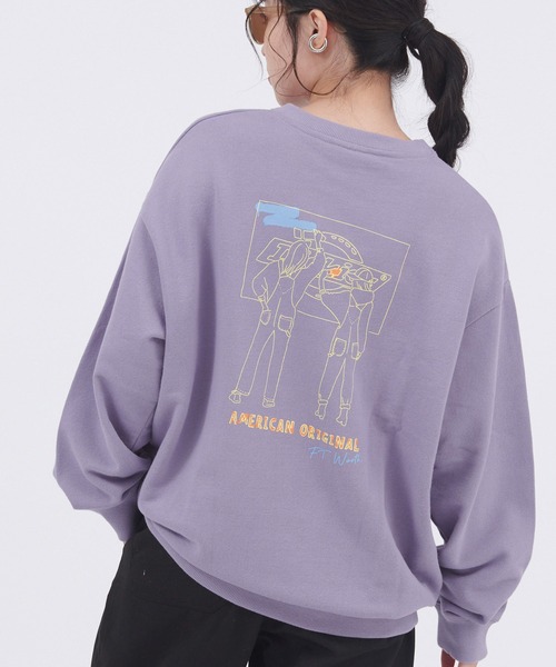 Dickies（ディッキーズ）の「Dickies/ディッキーズ コットン裏毛ロゴデザインプリントスウェット（スウェット・レディース・ブルー/ホワイト系その他4/ブラウン/ホワイト系その他2/ブラック/ラベンダー/オフホワイト/ホワイト系その他3・M/L）」の8枚目の写真