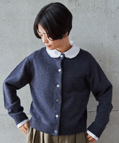 aimer le mieux(エメルミュー)の「aimer ラムナイロン 撚杢 カーディガン(カーディガン/ボレロ・レディース・ネイビー/オフホワイト/グリーン/パープル/レッド・FREE)」の4枚目の写真