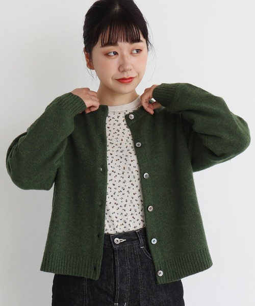 aimer le mieux(エメルミュー)の「aimer ラムナイロン 撚杢 カーディガン(カーディガン/ボレロ・レディース・ネイビー/オフホワイト/グリーン/パープル/レッド・FREE)」の3枚目の写真