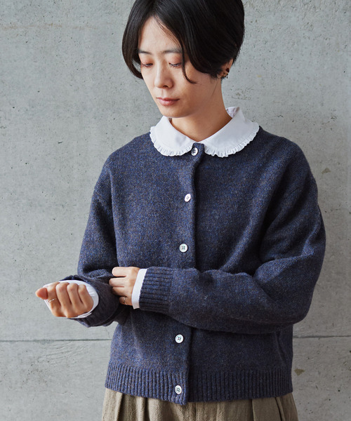 aimer le mieux(エメルミュー)の「aimer ラムナイロン 撚杢 カーディガン(カーディガン/ボレロ・レディース・ネイビー/オフホワイト/グリーン/パープル/レッド・FREE)」の11枚目の写真