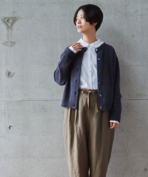 aimer le mieux(エメルミュー)の「aimer ラムナイロン 撚杢 カーディガン(カーディガン/ボレロ・レディース・ネイビー/オフホワイト/グリーン/パープル/レッド・FREE)」の13枚目の写真