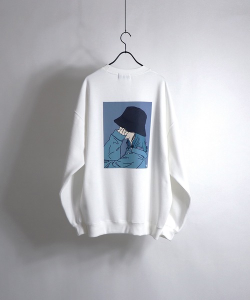 ILL'S(イルズ)の「ILL'S / イルズ バケハガールイラストビッグスウェット(スウェット・メンズ・ミント/ホワイト/ブラック・L/M)」の2枚目の写真