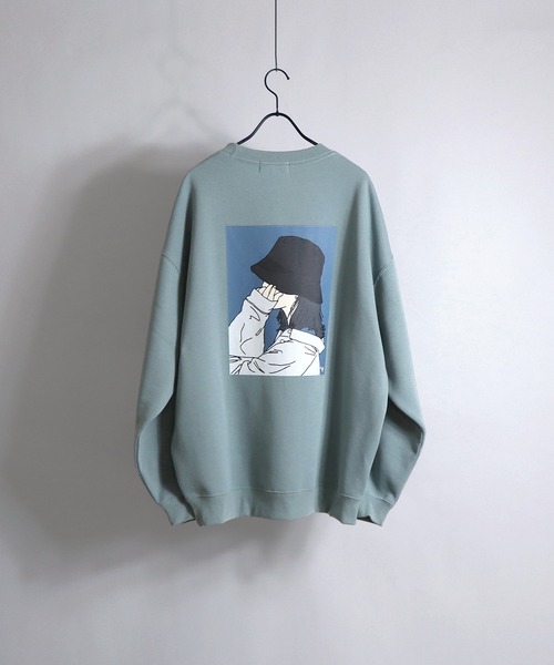 ILL'S(イルズ)の「ILL'S / イルズ バケハガールイラストビッグスウェット(スウェット・メンズ・ミント/ホワイト/ブラック・L/M)」の3枚目の写真