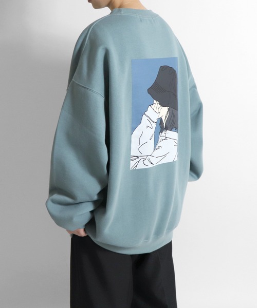 ILL'S(イルズ)の「ILL'S / イルズ バケハガールイラストビッグスウェット(スウェット・メンズ・ミント/ホワイト/ブラック・L/M)」の14枚目の写真