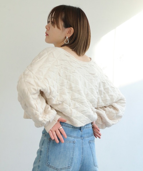 notch.(ノッチ)の「キルティング編みショートニットジャケット(その他アウター・レディース・ブラック/ベージュ/オフホワイト・M)」の8枚目の写真