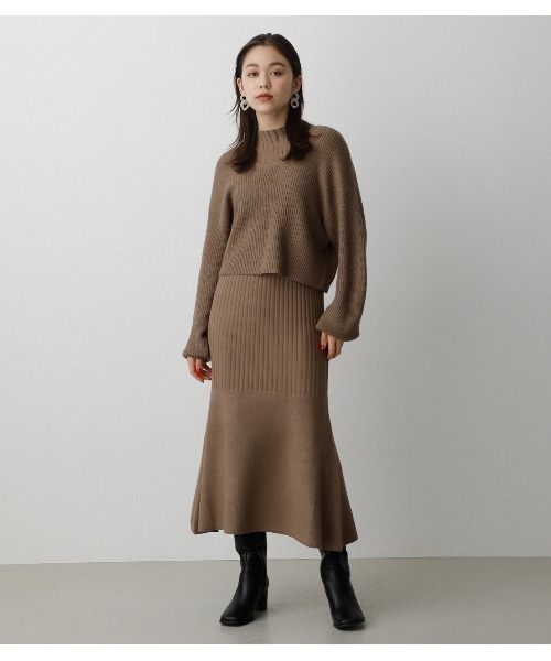 AZUL by moussy（アズールバイマウジー）の「OFF SHOULDER SET KNIT ONEPIECE/オフショルダーセットニットワンピース（ワンピース・レディース・ライトグレー/ブラック/ライトブラウン・SMALL/MEDIUM）」の8枚目の写真