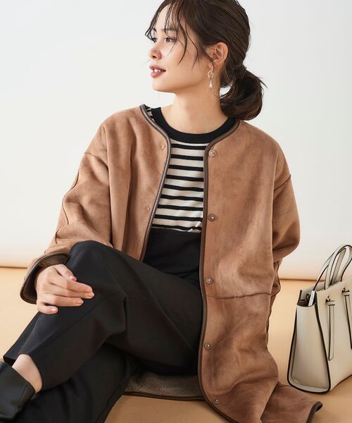 le.coeur blanc（ルクールブラン）の「リバーシブルフェイクムートンコート（ムートンコート・レディース・アイボリー/キャメル・38/36）」の3枚目の写真